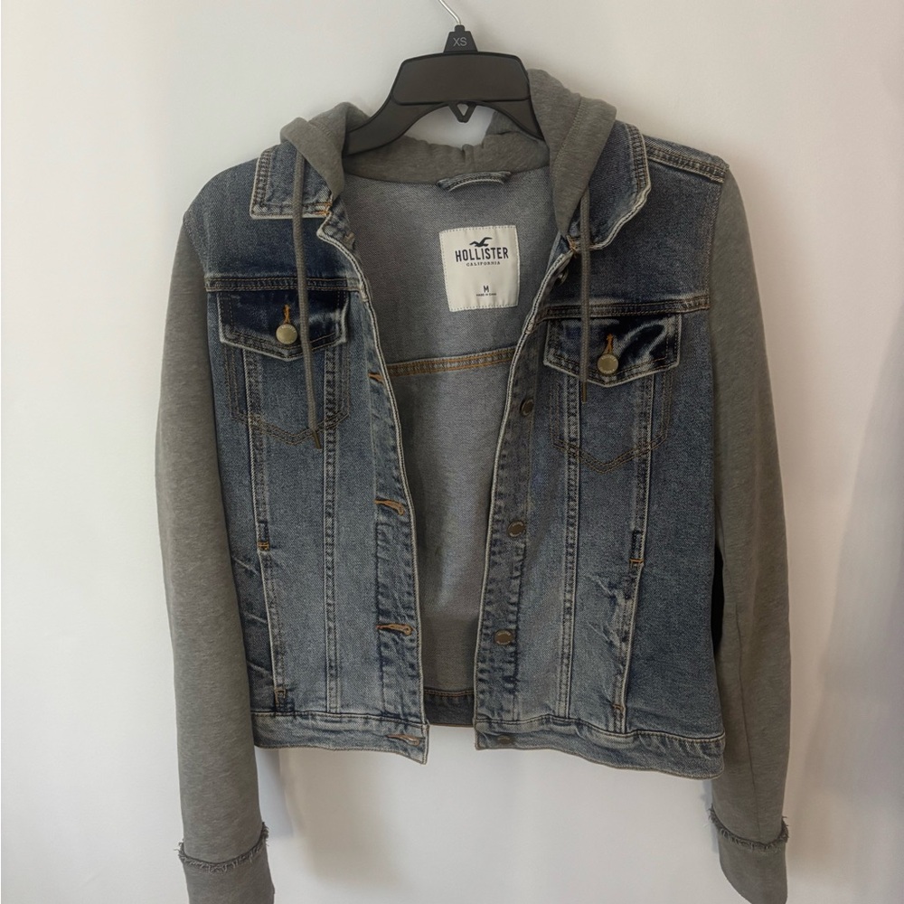 Hollister Blue Denim Jacket with Gray Accents